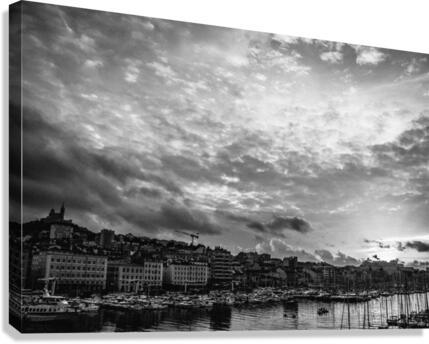 Coucher de soleil sur le Vieux-Port de Marseille  Canvas Print